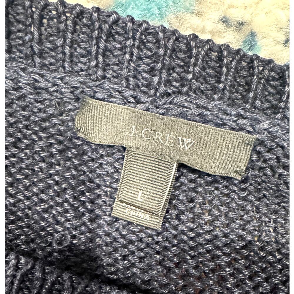 J. CREW 100% Linen Crewneck Pullover Sweater Crochet Knit Size L - Picture 4 of 5
